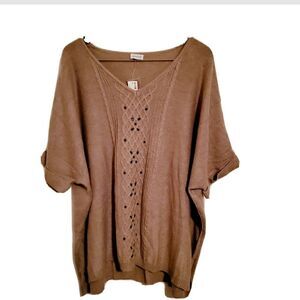 Avenue Toupe Embellished Knit Top  Size 22/24